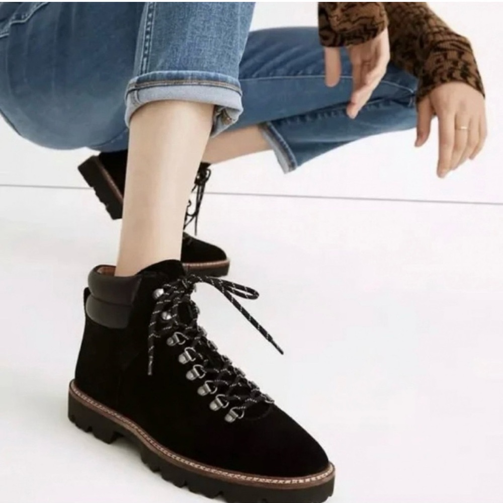 Madewell Women’s Enzo City walk Lugsole Hiking Boots Black Suede Size 10